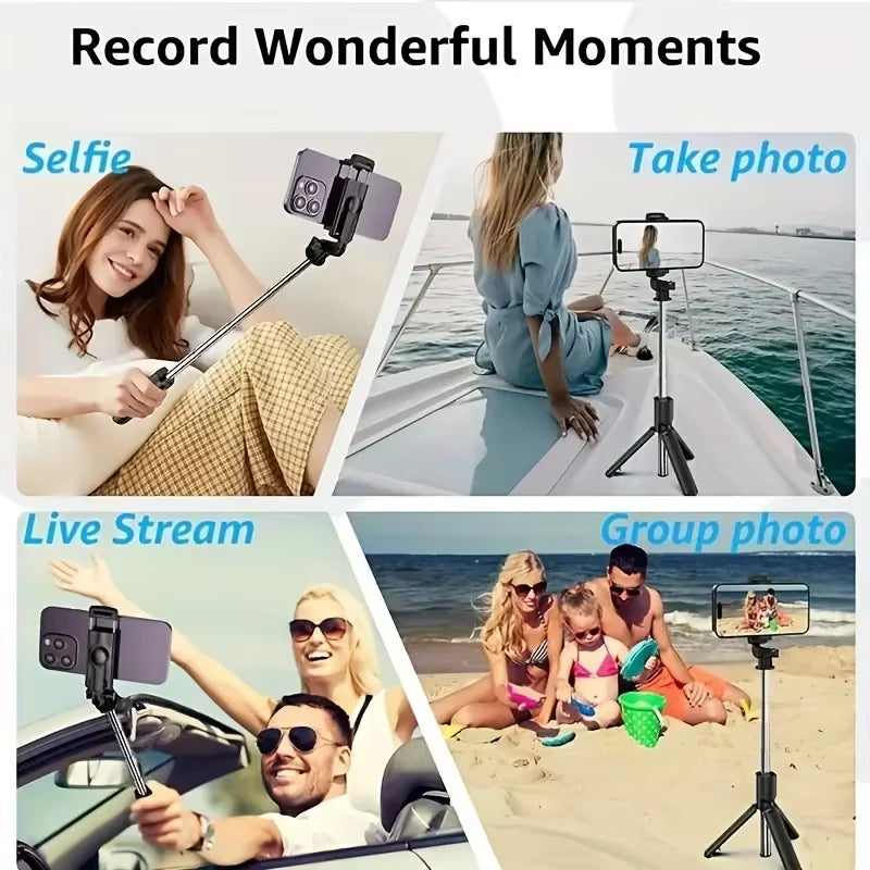 Portable Selfie Stick Tripod Foldable 360 Degree Rotation with Bluetooth Selfie Stick Suitable for Smartphone Live Shooting