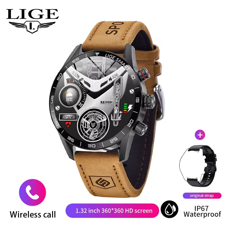 2025 New Rugged Military Sports Smart Watch Men 1.39” HD Screen Heart Rate Bluetooth Call Waterproof Outdoor Men Smartwatc