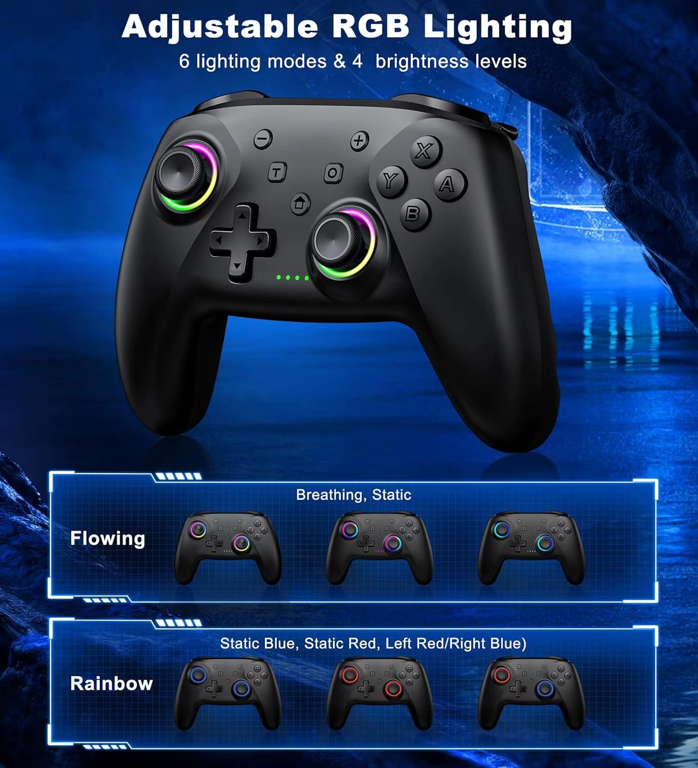 PC Wireless Bluetooth Controller with 1000Mah Battery and Hall Effect Joysticks & Triggers Controller for Pc,Switch