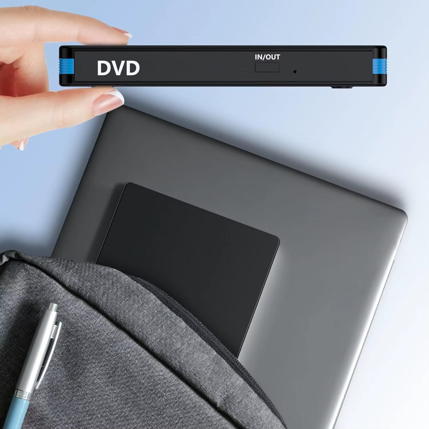 External CD/DVD Drive with Mute Design，Usb 3.0/Type-C Portable CD DVD Burner Player Optical Drives for Laptops Linux Windows Mac