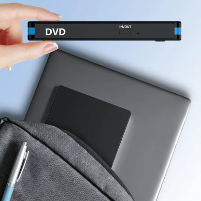 External CD/DVD Drive with Mute Design，Usb 3.0/Type-C Portable CD DVD Burner Player Optical Drives for Laptops Linux Windows Mac