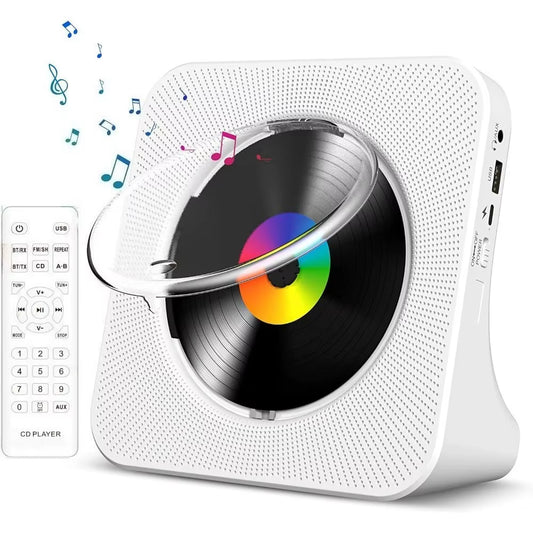 Portable Bluetooth Desktop CD Player for Home with Timer Built-In Hifi Speakers with LCD Screen Display Boombox FM Radio