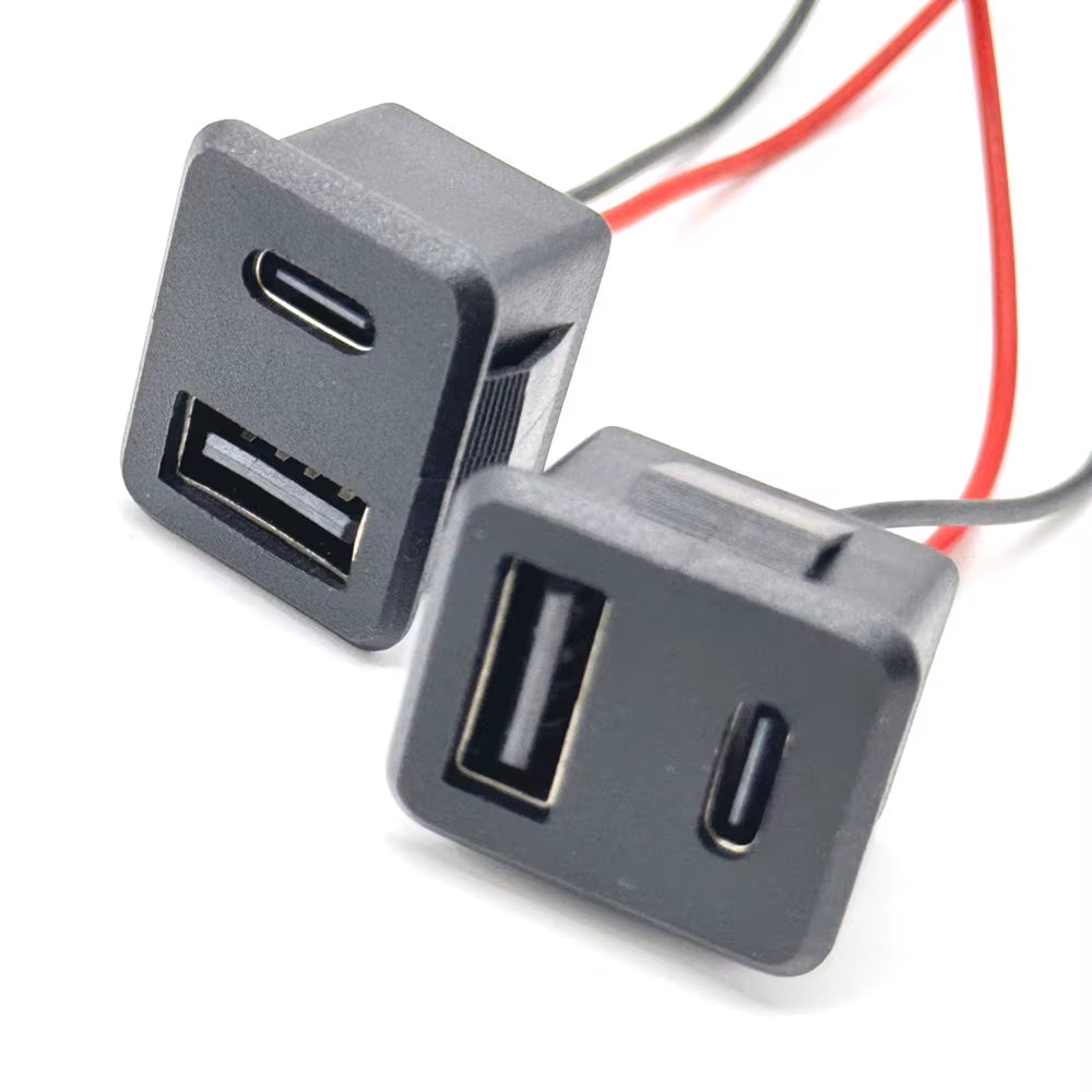 1/3PCS 20V 3A Double Layer USB Female Base Type-C Socket a Female USB Lamp Charging Socket Power Socket with Cable 3A Connector