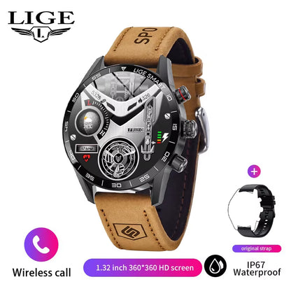 2025 New Rugged Military Sports Smart Watch Men 1.39” HD Screen Heart Rate Bluetooth Call Waterproof Outdoor Men Smartwatc