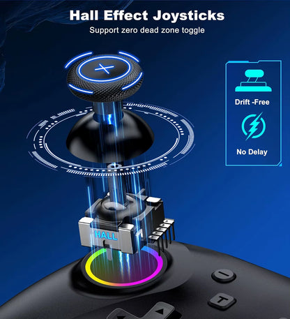 PC Wireless Bluetooth Controller with 1000Mah Battery and Hall Effect Joysticks & Triggers Controller for Pc,Switch