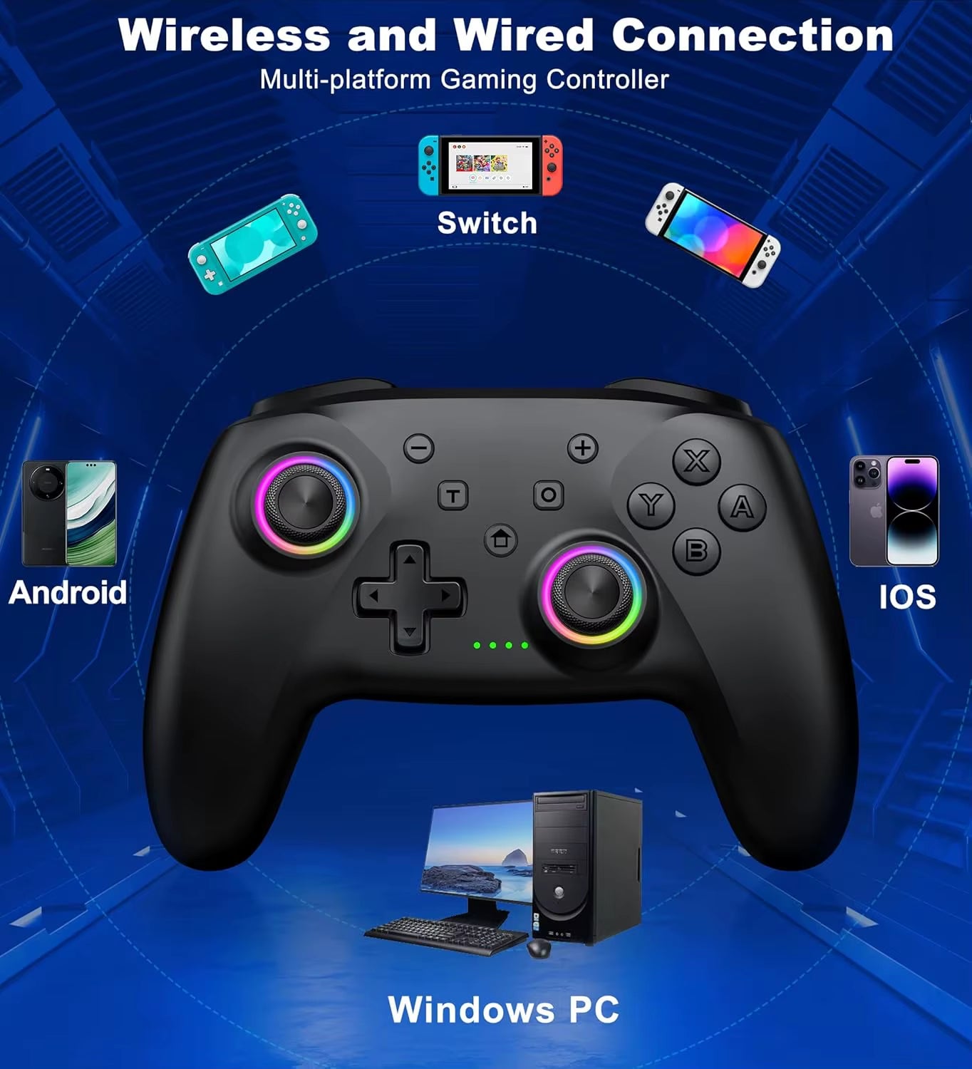 PC Wireless Bluetooth Controller with 1000Mah Battery and Hall Effect Joysticks & Triggers Controller for Pc,Switch
