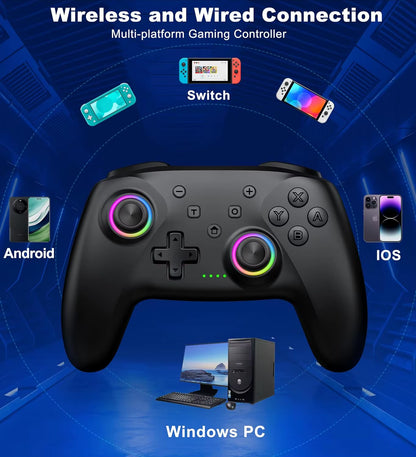 PC Wireless Bluetooth Controller with 1000Mah Battery and Hall Effect Joysticks & Triggers Controller for Pc,Switch