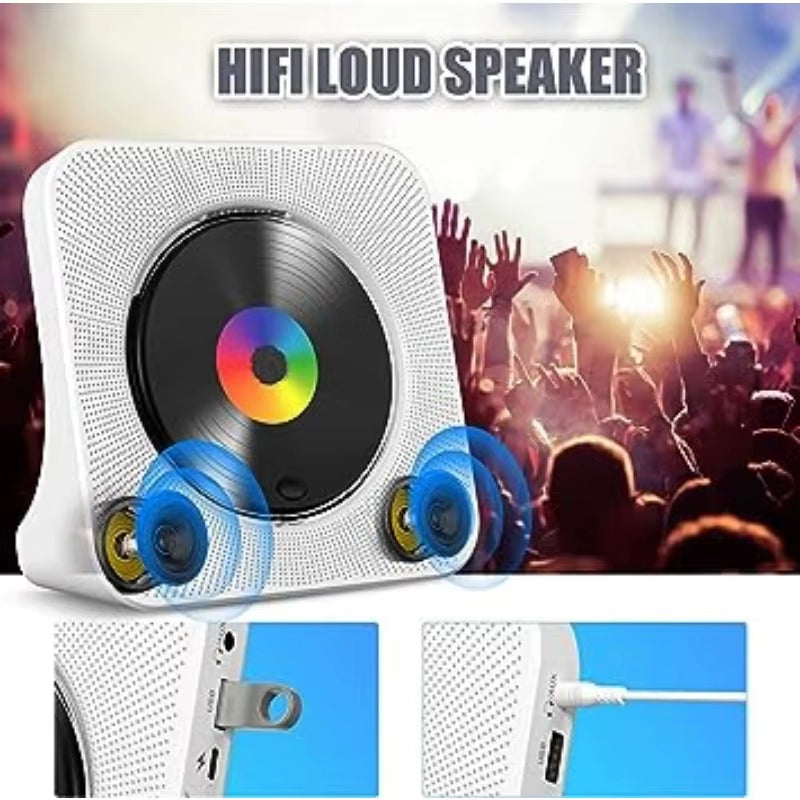 Portable Bluetooth Desktop CD Player for Home with Timer Built-In Hifi Speakers with LCD Screen Display Boombox FM Radio
