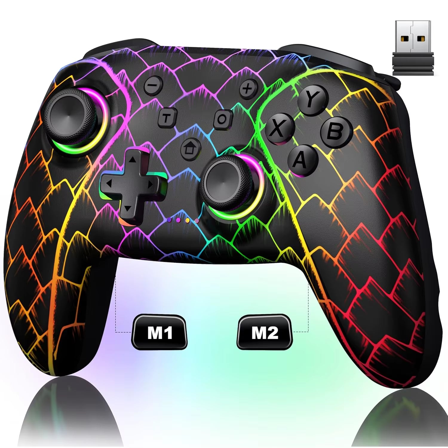 PC Wireless Bluetooth Controller with 1000Mah Battery and Hall Effect Joysticks & Triggers Controller for Pc,Switch