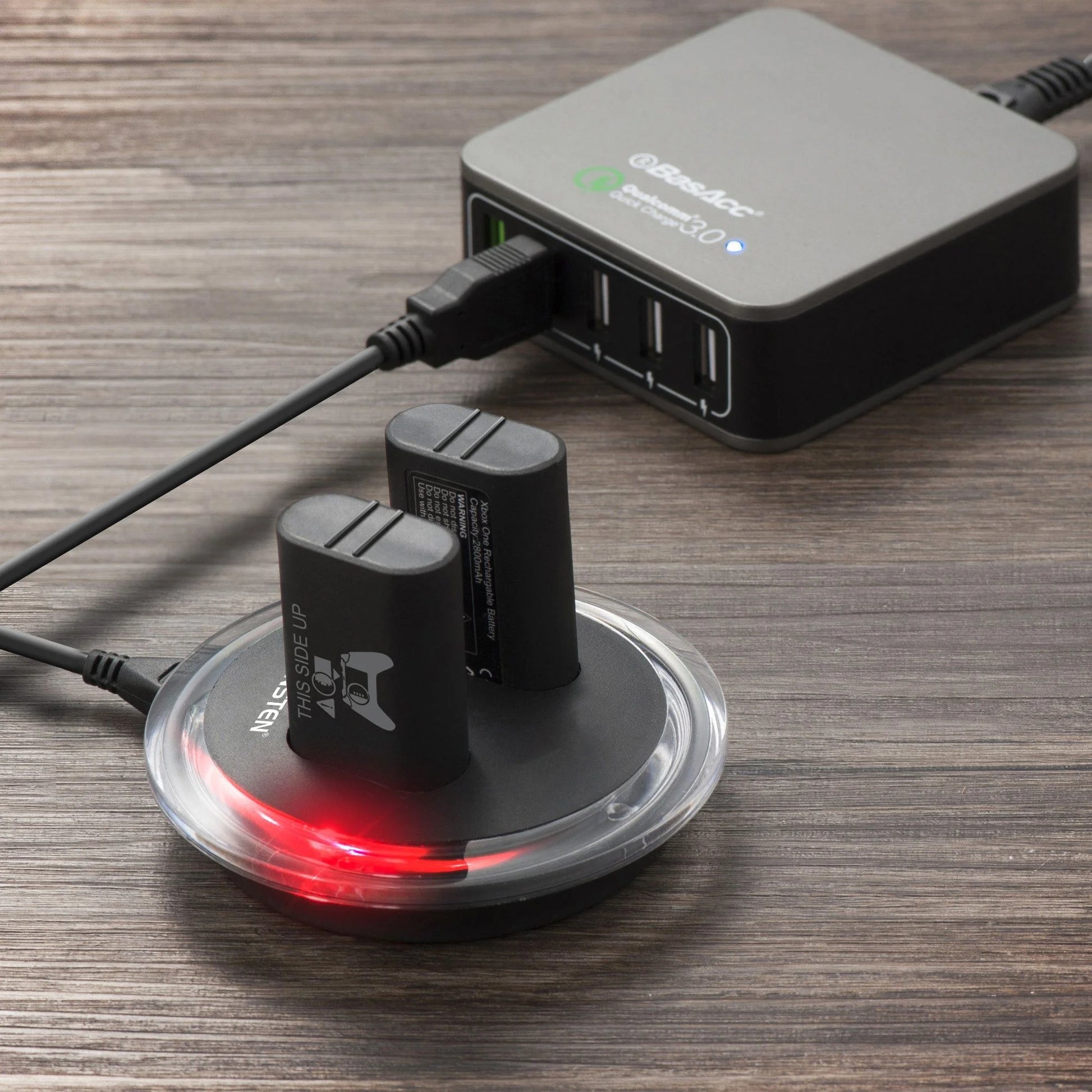 2-Pack Rechargeable Batteries Compatible with Xbox Series X, Series S, and Xbox One - Comes with 2 2800Mah Batteries and Charging Station - Smart LED Indicator