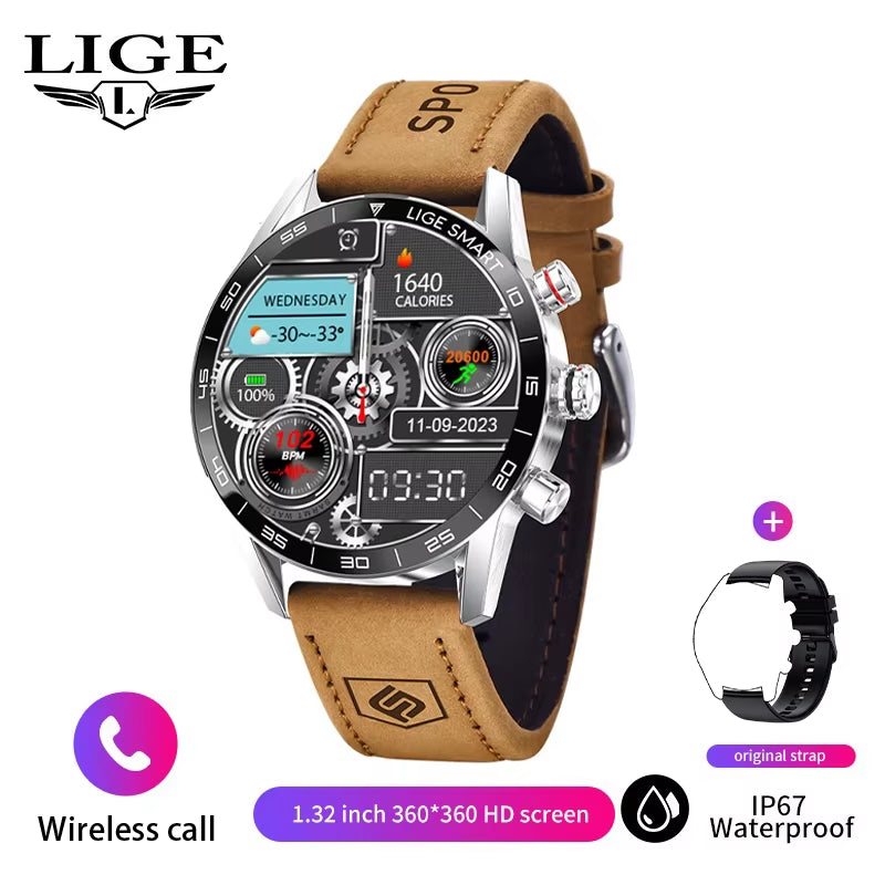 2025 New Rugged Military Sports Smart Watch Men 1.39” HD Screen Heart Rate Bluetooth Call Waterproof Outdoor Men Smartwatc